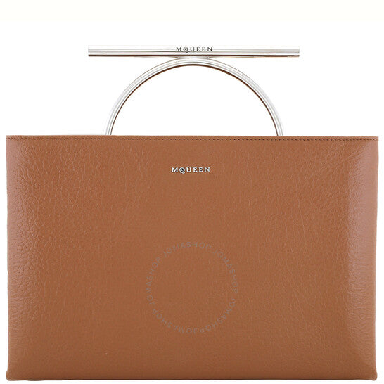 Alexander Mcqueen, Pecan / Silver Ladies Cross-Bar Clutch