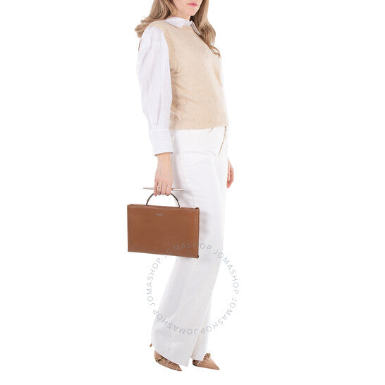 Alexander Mcqueen, Pecan / Silver Ladies Cross-Bar Clutch
