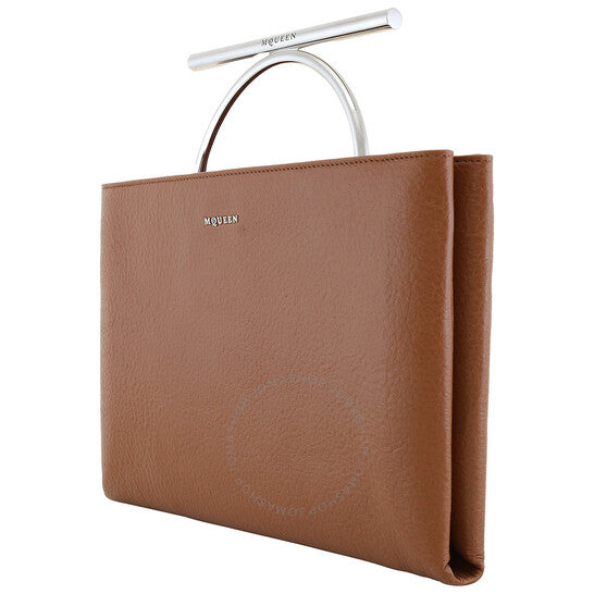 Alexander Mcqueen, Pecan / Silver Ladies Cross-Bar Clutch