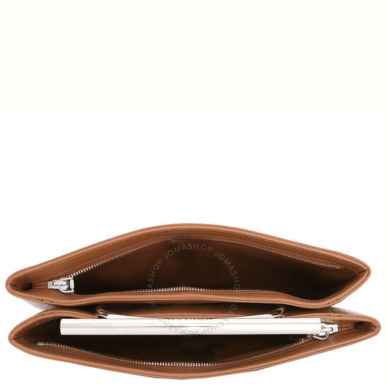 Alexander Mcqueen, Pecan / Silver Ladies Cross-Bar Clutch