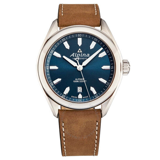 Alpina, Quartz Blue Dial Brown Leather Men's Watch