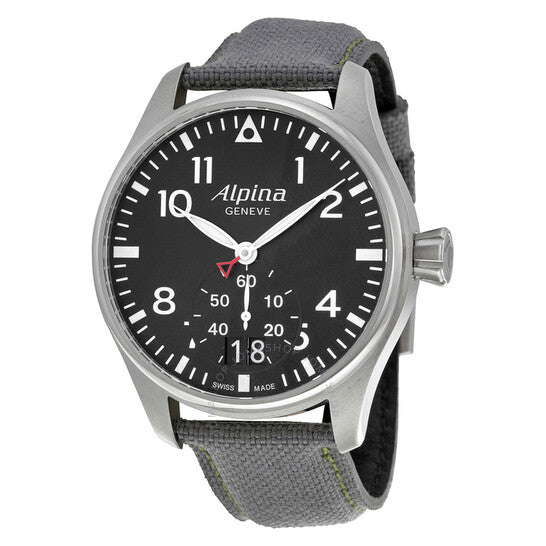 Alpina, Startimer Pilot Black Dial Grey Fabric Men's Watch