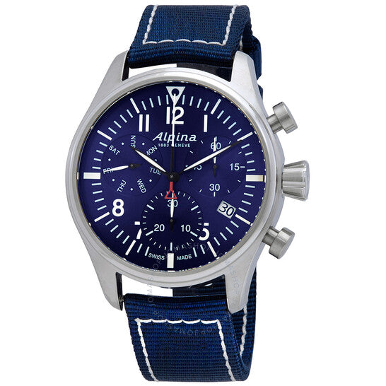 Alpina, Startimer Pilot Chronograph Navy Blue Sunray Dial Men's Watch