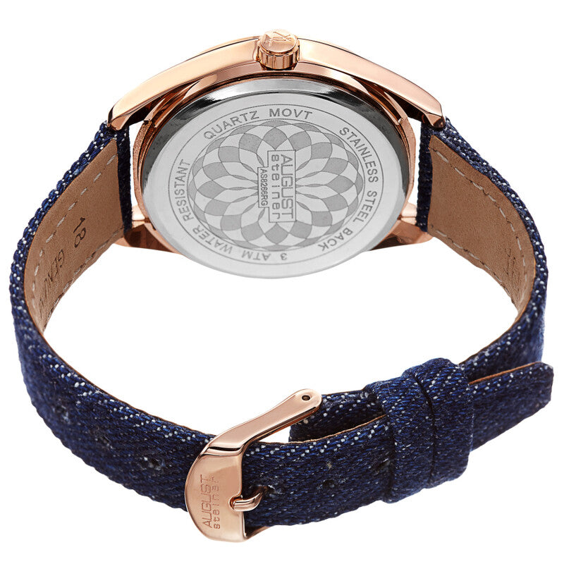 Quartz White Dial Blue Denim Ladies Watch