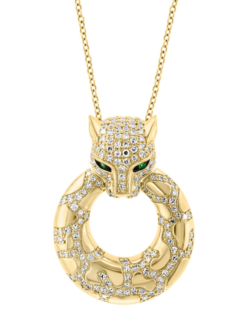 silver 0.72 ct. tw. diamond & emerald necklace