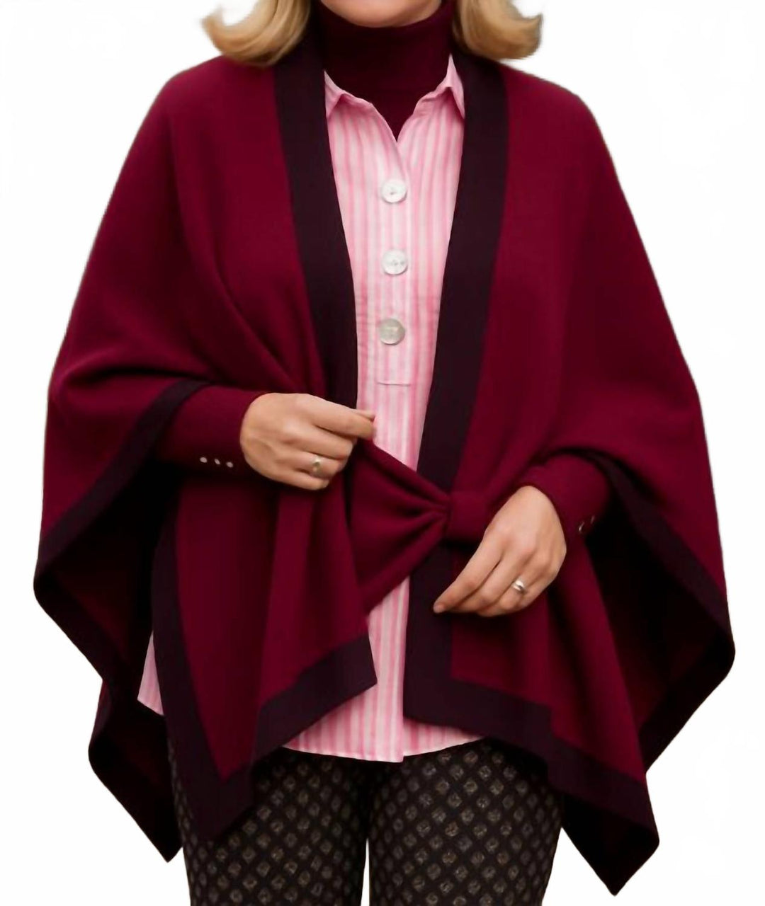 women's portico travel wrap in sangria/black