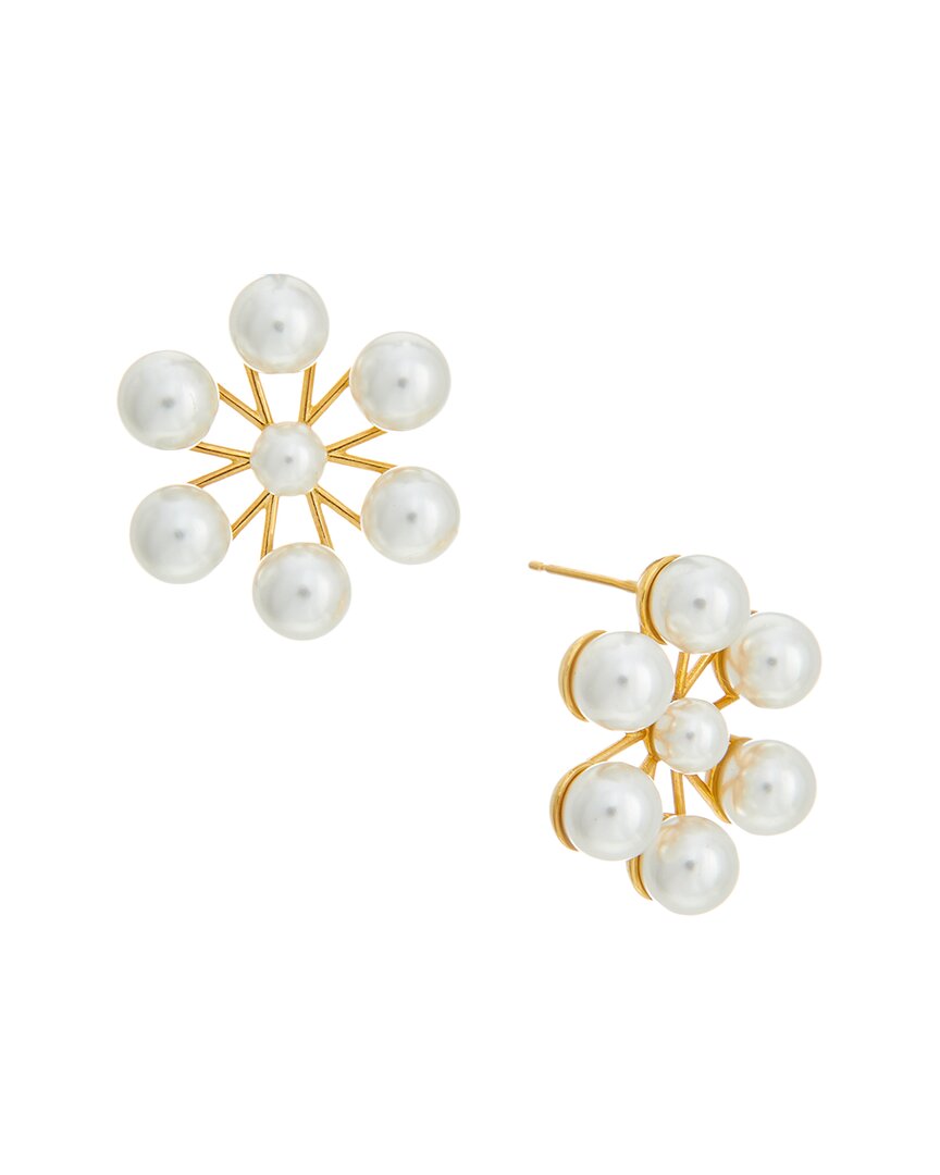 pearl flower stud earrings