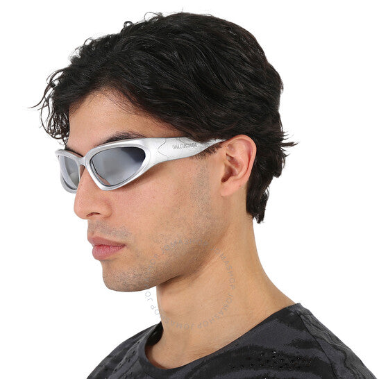 نظارات شمسية رجالية من بالنسياغا، فضية عاكسة