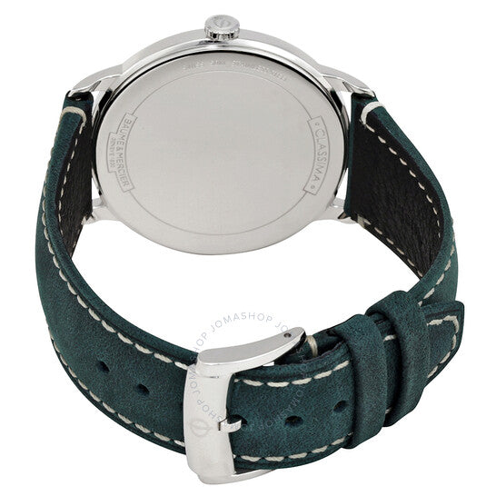 ساعة بوم إي ميرسييه كلاسيما للرجال بمينا أبيض وجلد أخضر