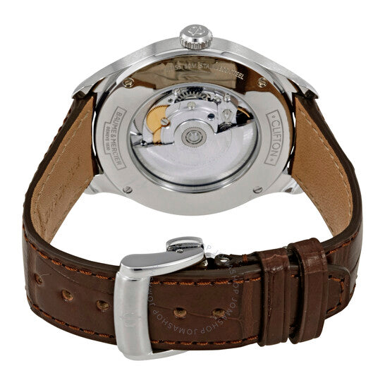 Baume Et Mercier, Clifton Automatic Silver Dial Brown Leather Men's Watch
