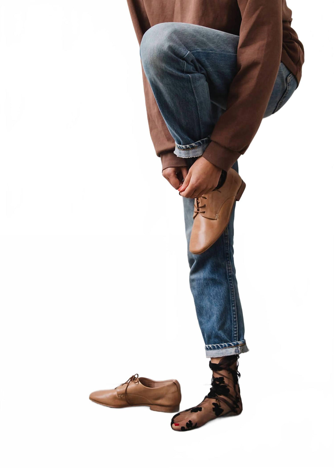 men's square toe vegetable-tanned oxford shoes in cognac brown