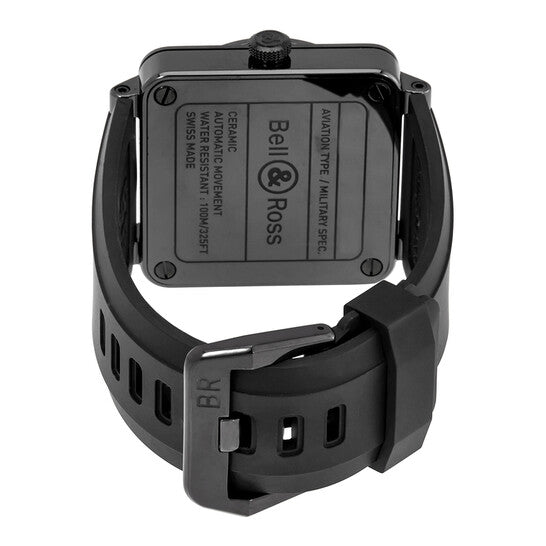 ساعة بيل آند روس الأوتوماتيكية للرجال، بمينا أسود، بتصميم الطيران