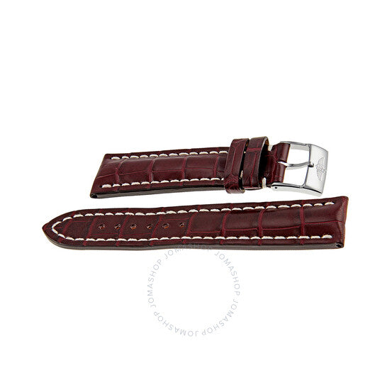 Breitling, Burgundy Strap with a Stainless Steel Tang Buckle 22-20mm