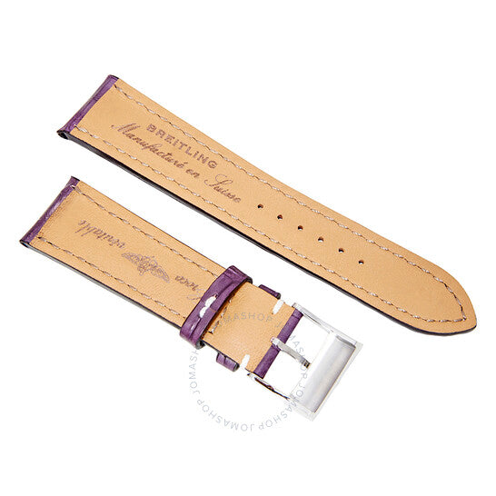 Breitling, Burgundy Strap Stainless Steel Tang Buckle 24-20mm
