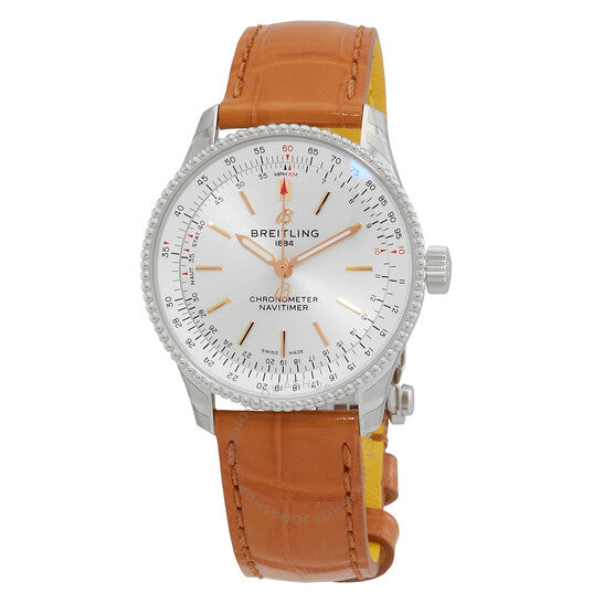 ساعة بريتلينج نافيتايمر أوتوماتيكية كرونومتر بمينا فضية للسيدات