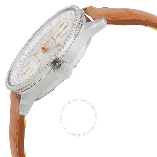 ساعة بريتلينج نافيتايمر أوتوماتيكية كرونومتر بمينا فضية للسيدات