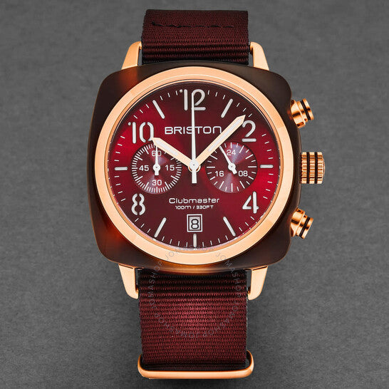 ساعة بريستون كلوب ماستر كرونوغراف كوارتز للرجال بمينا أحمر