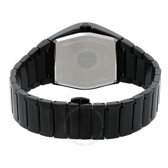 بولوفا، ساعة جيميني كوارتز مرصعة بالألماس للرجال بمينا أسود