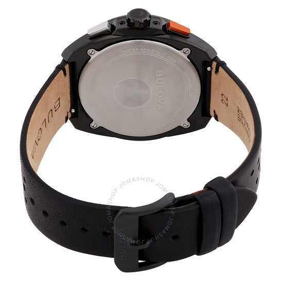 ساعة بولوفا ريسر كرونوغراف كوارتز للرجال بمينا أسود