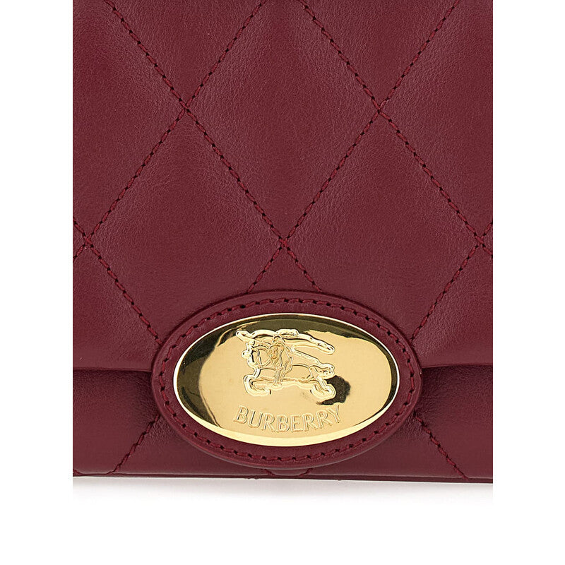 Bordeaux Quilted Crossbody Bag With Ekd Plaque On The Front And Chain-Link Shoulder Strap In Leather