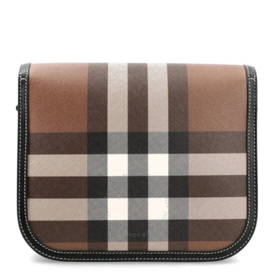 Burberry, Dark Birch Brown Check And Leather Medium Elizabeth Bag