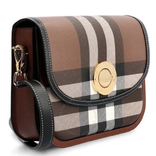 Burberry, Dark Birch Brown Check And Leather Medium Elizabeth Bag