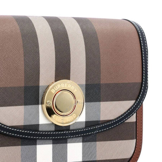 Burberry, Dark Birch Brown Check And Leather Medium Elizabeth Bag