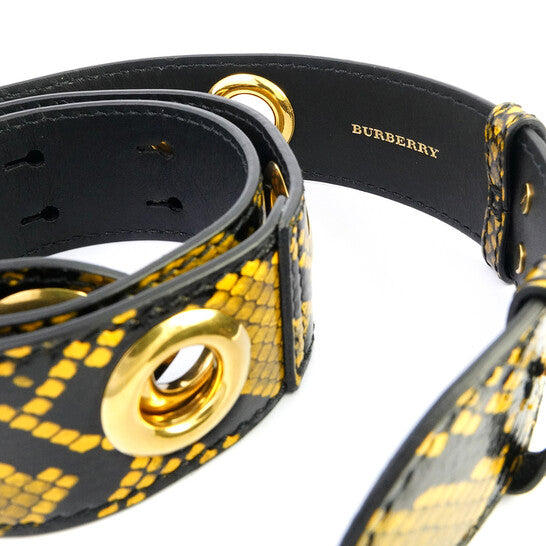 Ladies Amber Yellow Croco-embossed Leather Bag Strap