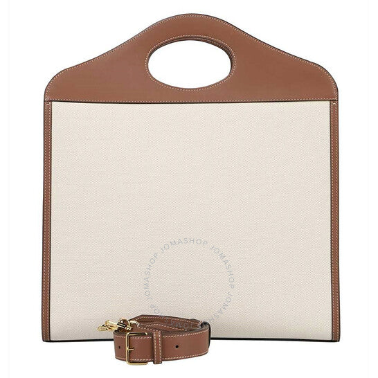 Burberry, Ladies Logo Printed Pocket Tote Bag - Beige