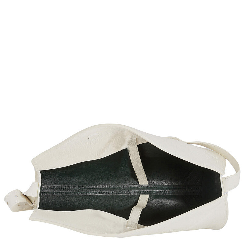Large Leather Horn Bag in Almond