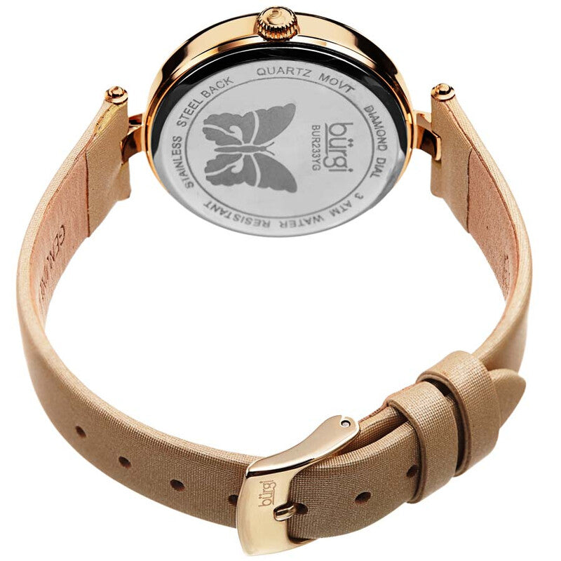 Pretty Butterfly Quartz Diamond Gold Dial Ladies Watch