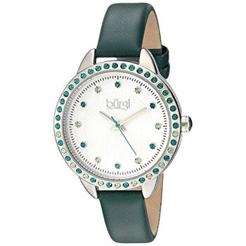White Dial Green Leather Ladies Watch