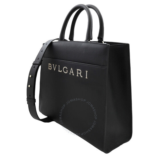 Bvlgari, Black Leather Logo Tote