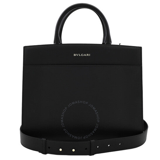 Bvlgari, Black Leather Logo Tote