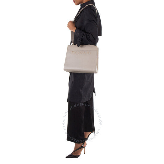 Bvlgari, Leather Logo Embossed Tote Bag