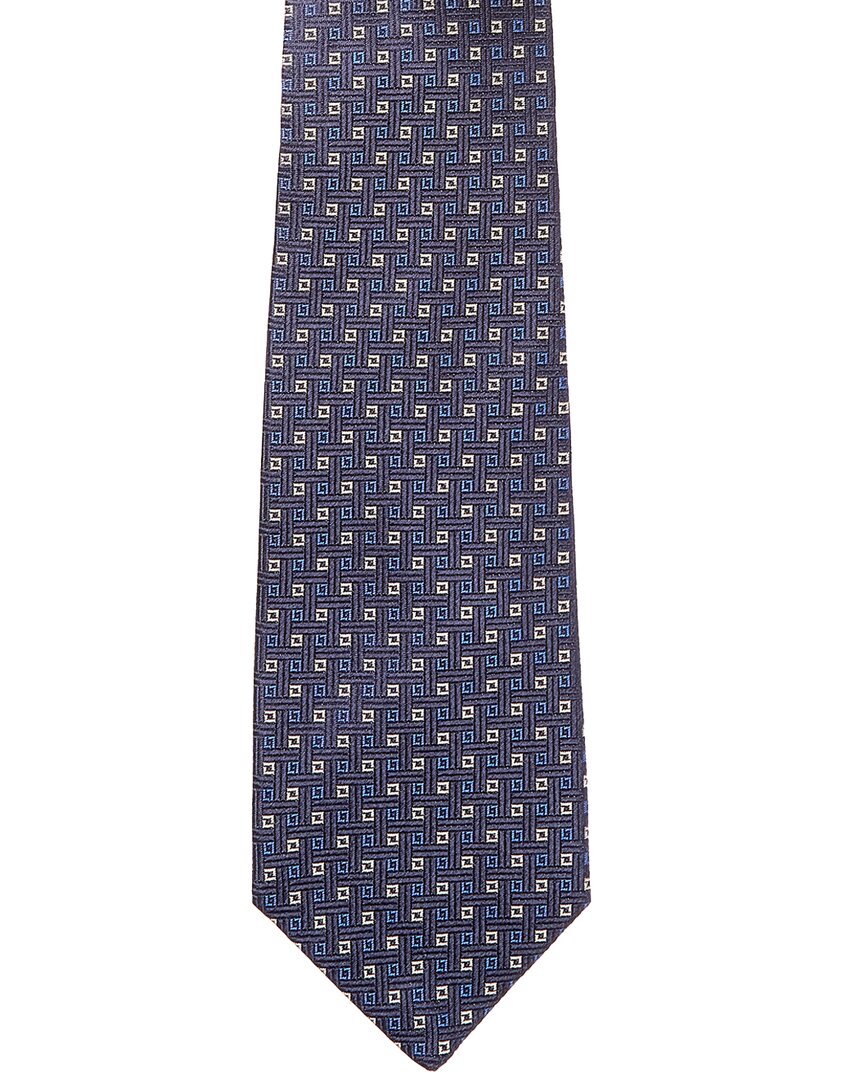 navy squares silk tie