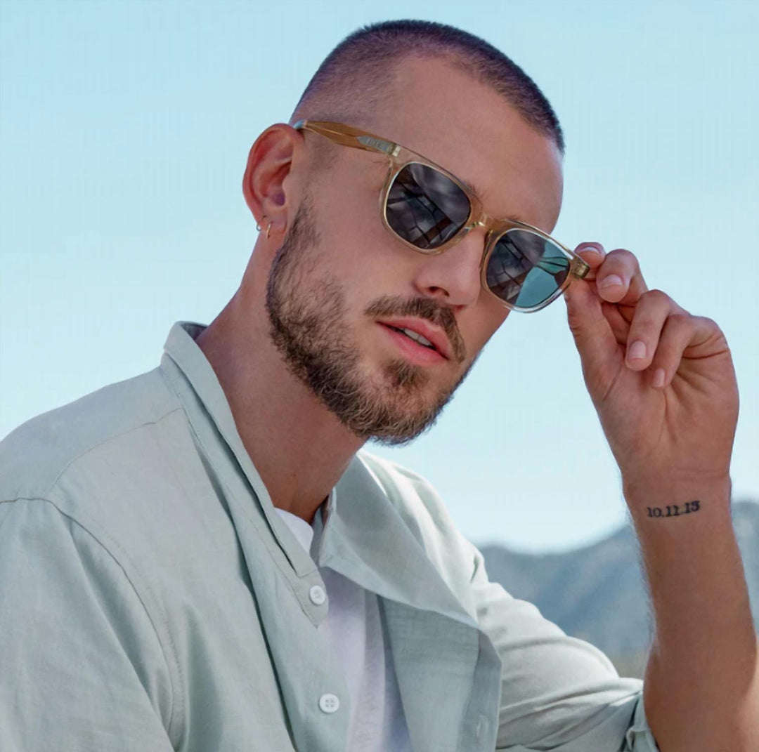 men's colton square sunglasses in platinum crystal