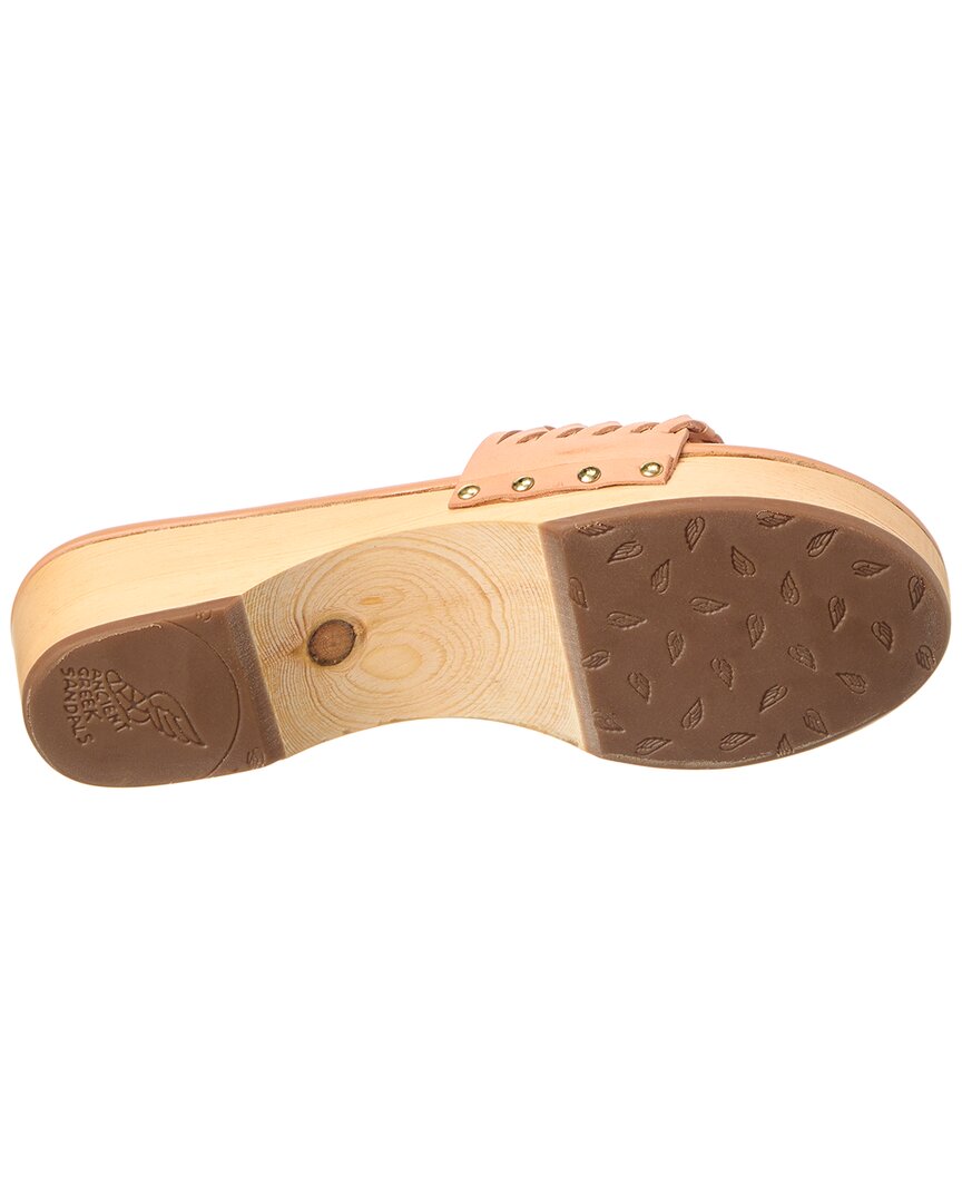 open woven leather clog