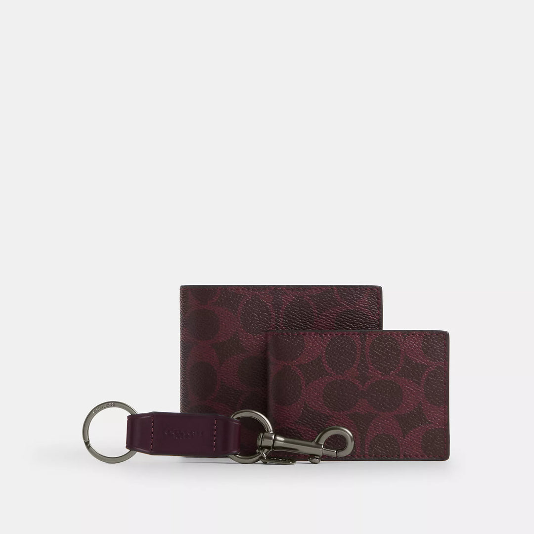 boxed 3 in 1 wallet gift set in signature canvas