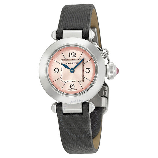 Cartier, Miss Pasha Pink Dial Grey Satin Ladies Watch
