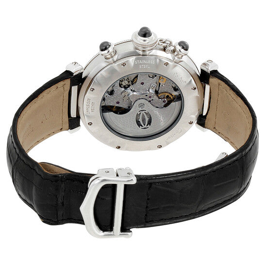 ساعة كارتييه باشا أوتوماتيكية كرونوغراف بمينا رمادي للسيدات