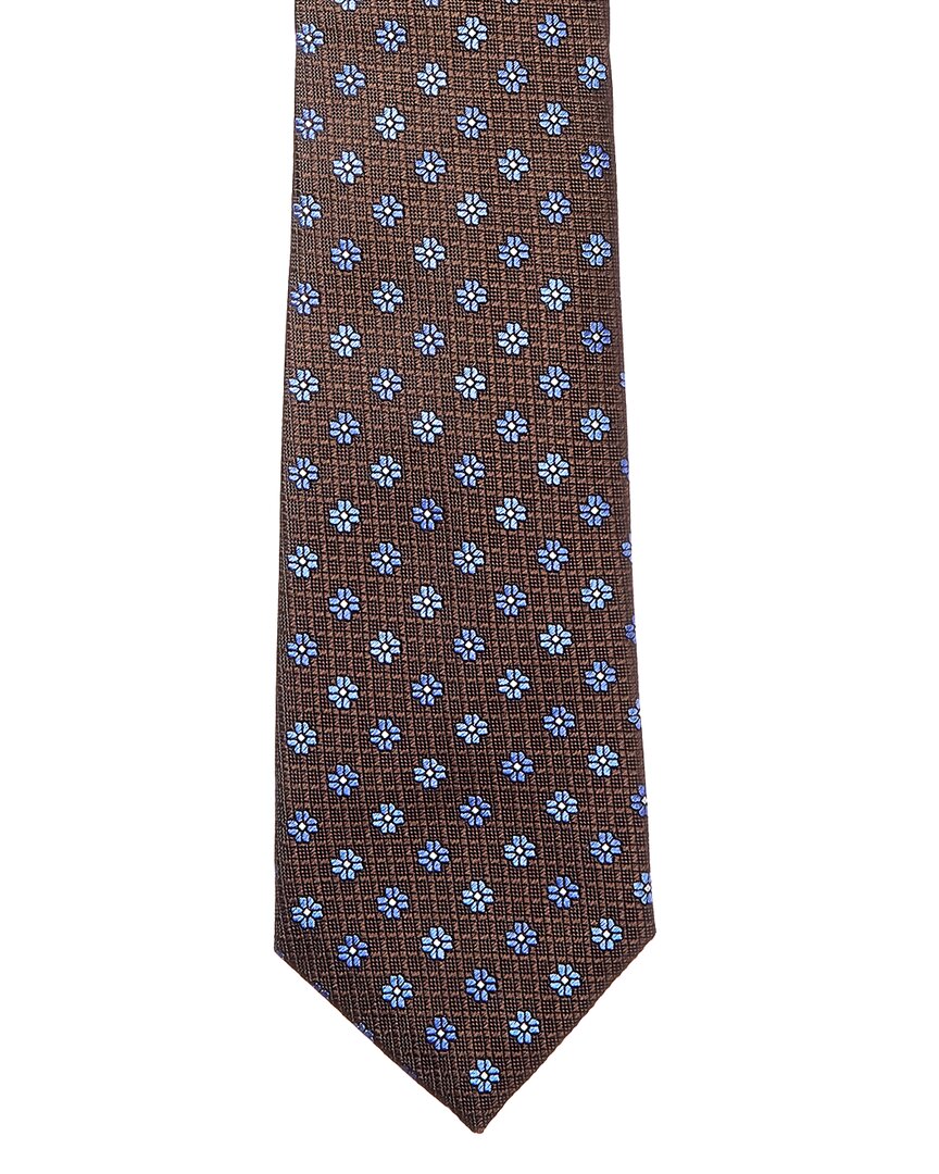brown flowers silk tie