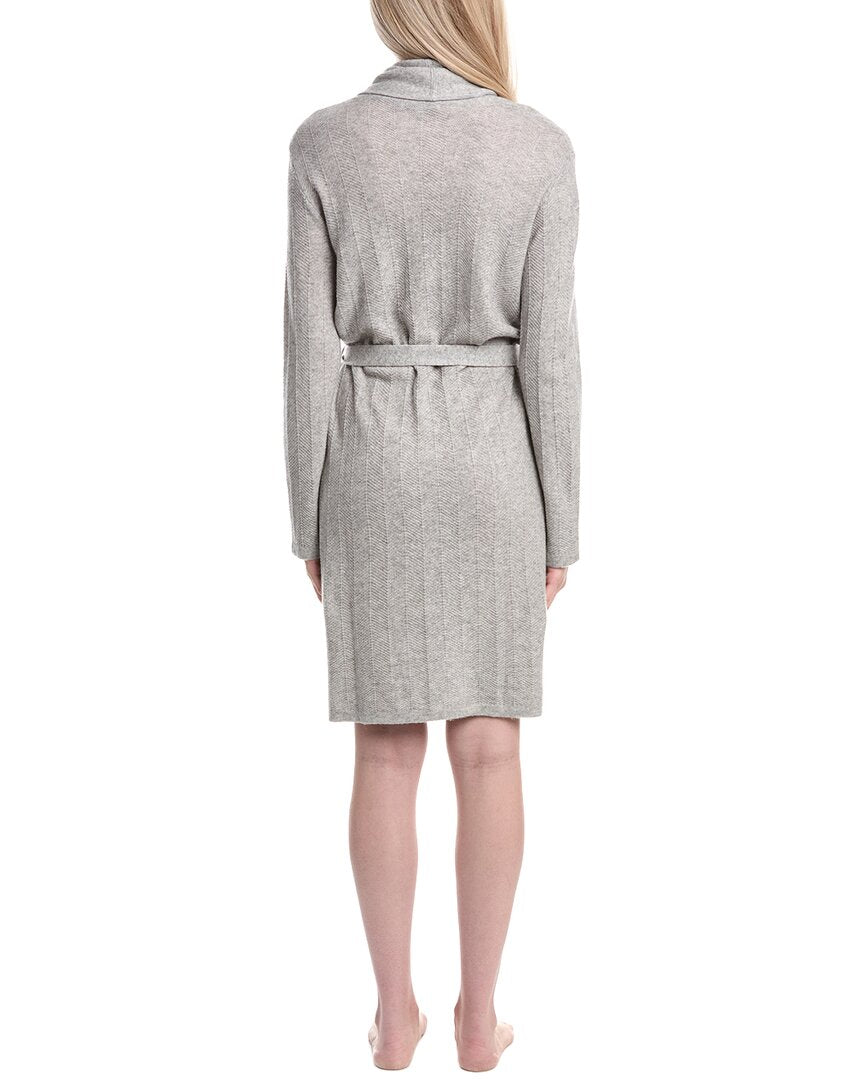 sofiacashmere herringbone texture cashmere& wool-blend robe