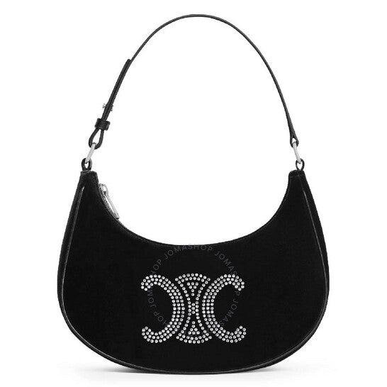 Celine, Ava Triomphe Strass Velvet Shoulder Bag