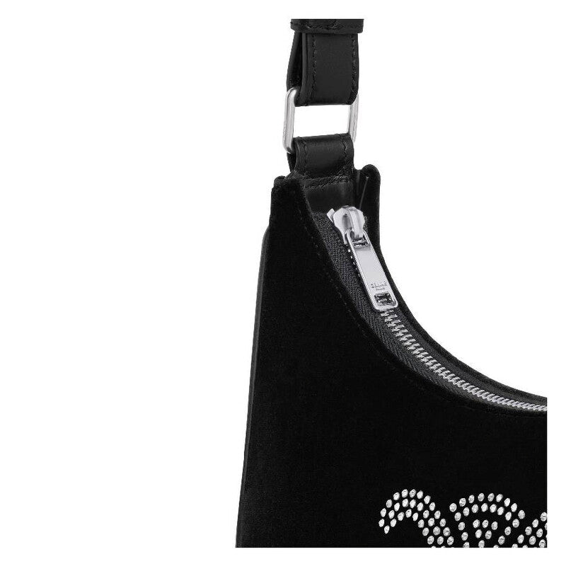 Ava Triomphe Strass Velvet Shoulder Bag
