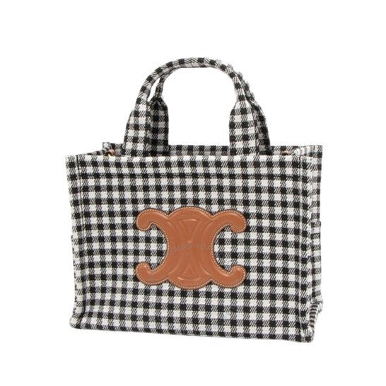 Celine, Small Cabas Thais In Vichy Textile And Calfskin