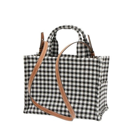 Celine, Small Cabas Thais In Vichy Textile And Calfskin