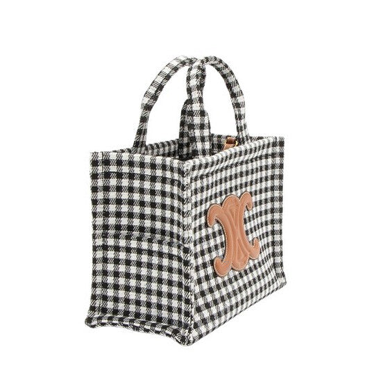 Celine, Small Cabas Thais In Vichy Textile And Calfskin