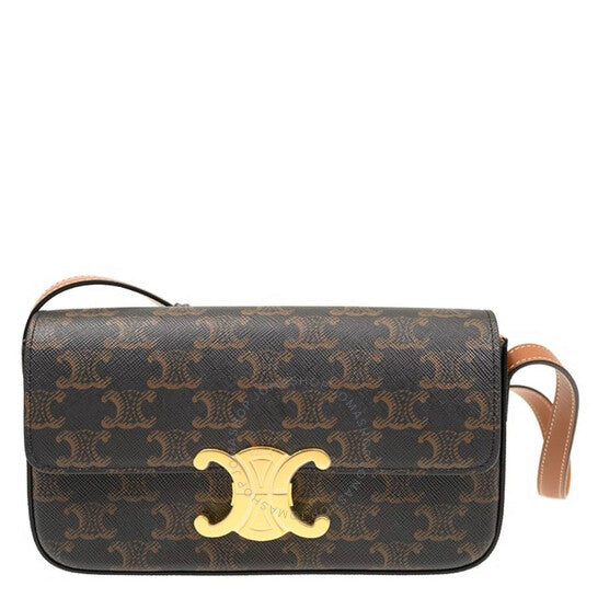 Celine, Triomphe Canvas and Calfskin Claude Shoulder Bag
