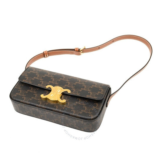 Celine, Triomphe Canvas and Calfskin Claude Shoulder Bag